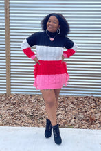 Load image into Gallery viewer, Color Block Mock Neck Sweater Dress