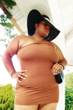 Load image into Gallery viewer, Ribbed One Shoulder Dress- Plus