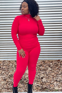 Turtleneck Legging Set| Ruby Red