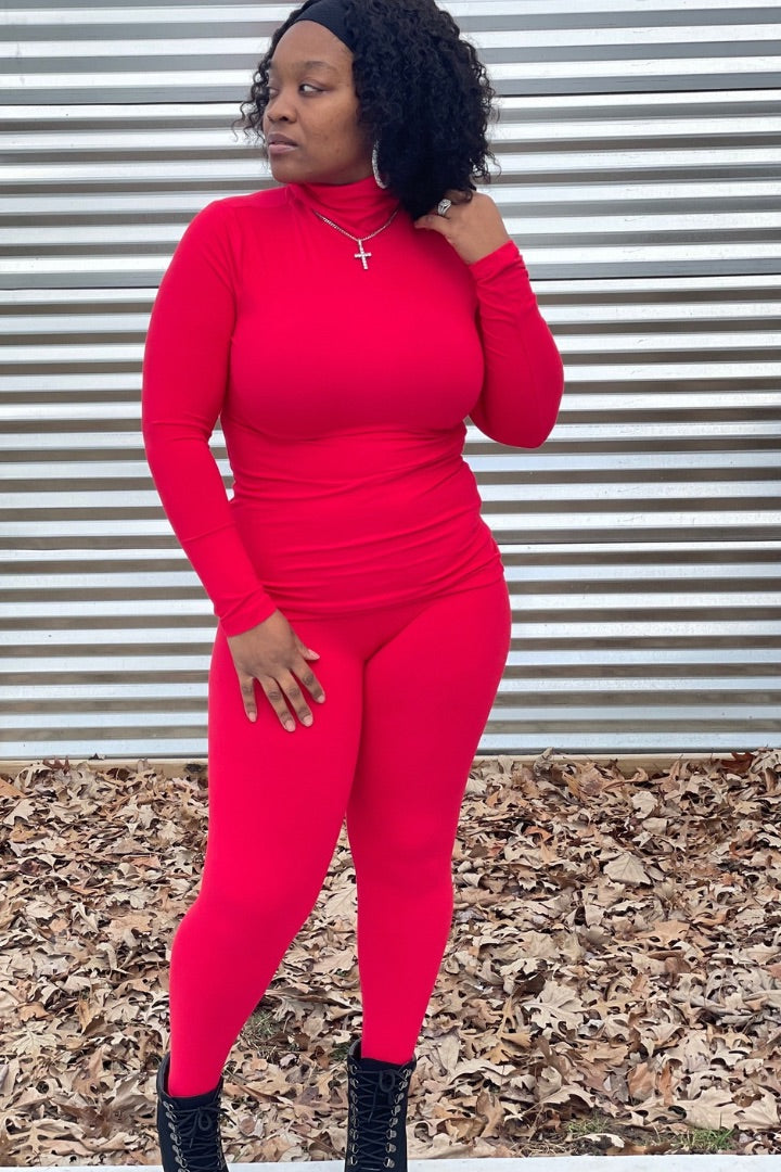 Turtleneck Legging Set| Ruby Red