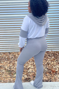 Color Block Hoodie & Flare Pants Set