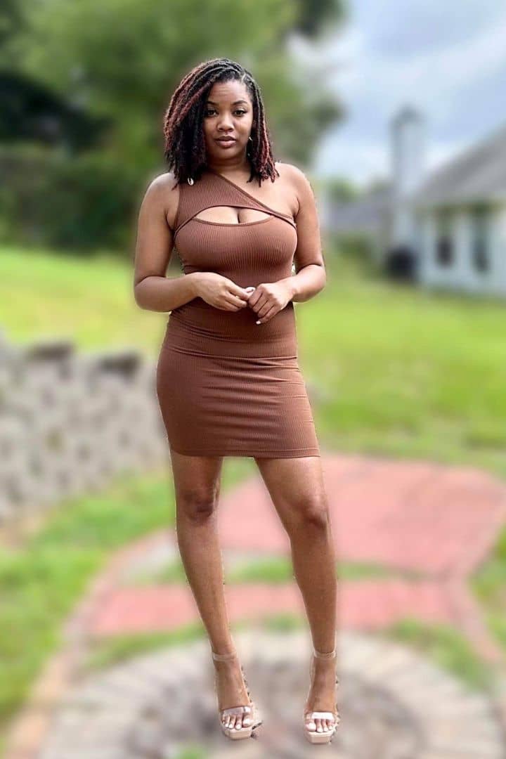ribbed one shoulder dress Long ribbed one-shoulder dress with lurex