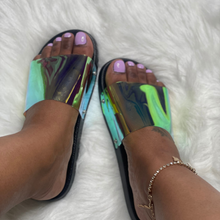 Load image into Gallery viewer, Transparent Iridescent Slides- Black
