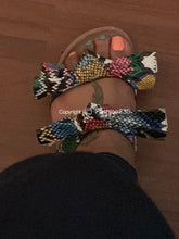 Load image into Gallery viewer, Double Bow Sandal- Snake Print
