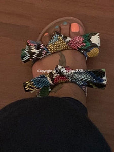 Double Bow Sandal- Snake Print