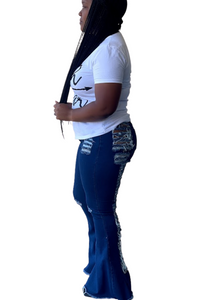 Peekaboo bell bottom jeans